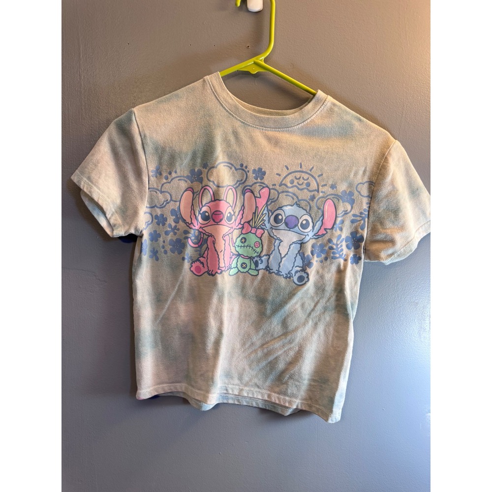 Disney Stitch Angel Scrump Tie Dye Graphic T-Shirt Kids Small Blue Pastel